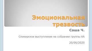 Эмоциональная трезвость. Саша Ч. Спикер на собрании группы Анонимных Алкоголиков 02.06.2020