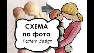 Создание схемы вышивки крестом по фото "Мать и дитя". Cross-stitch patterns, design, Embroidery