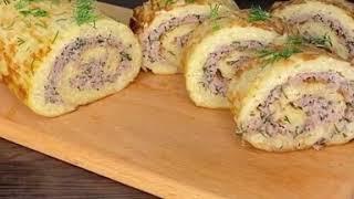 Картофельный рулет с мясом в духовке рецепт